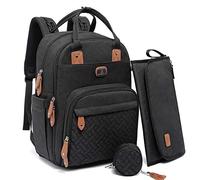 Dikaslon Mochila Cambiador, Mochila Pañalera Grande Bolsas Multifuncionales para Bebés con Cambiador Portátil, Portachupete y Correas para el Cochecito, para Mamá y Papá (Negro)