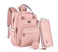Dikaslon Mochila Cambiador, Mochila Pañalera Grande Bolsas Multifuncionales para Bebés con Cambiador Portátil, Portachupete y Correas para el Cochecito, para Mamá y Papá (Rosa)