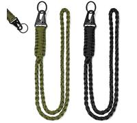 DIKEBAO 2 Pcs Llavero Cordon Cuello Lanyard Llaves Negro y Verde Porta Llaves de Cuerda Lanyard Macrame para Llaves Lanyard Militar Cuerda Paracord para Llaves Tarjeta de Identificación Cámara 550 lbs