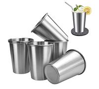 DIKEBAO 6 Pcs 350ML Vaso de Cerveza de Acero Inoxidable, Taza para Varias Bebidas como Vino, Café, Bebidas Frias para Casa/Camping/Viaje/Bar, Apilables y Fácil de Lavar 10*8cm