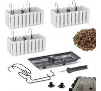 DIKEL 3X Caja barandilla - Macetero balcón - Macetero plástico - Macetero balcón - Macetero Decorativo - DDEF400W + Arcilla expandida 3l - 180x380x165mm - Blanco