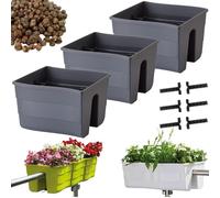 DIKEL 3X Caja de barandilla - Maceta de Interior y Exterior - Maceta - Maceta de balcón - Maceta Decorativa - Wave 30 + Arcilla expandida 5l - 290x295x200mm - Antracita