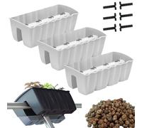 DIKEL 3X Caja de barandilla - Maceta de Interior y Exterior - Maceta - Maceta de balcón - Maceta Decorativa - DCRO600 + Arcilla expandida 5l - 280x580x200mm - Blanco