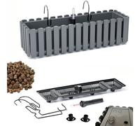 DIKEL Caja para barandilla - Maceta para balcón - Maceta de plástico - Maceta para balcón - Maceta Decorativa - DDEF600W + Arcilla expandida 1l - 180x580x165mm - Gris