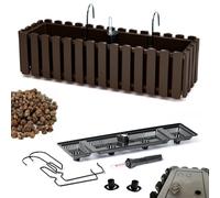 DIKEL Caja para barandilla - Maceta para balcón - Maceta de plástico - Maceta para balcón - Maceta Decorativa - DDEF600W + Arcilla expandida 1l - 180x580x165mm - Marrón