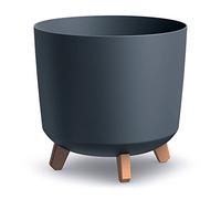 DIKEL Gracia Maceta Redonda con Patas - Maceta para Interior y Exterior - Maceta - Maceta para balcón - Maceta Decorativa - DGTL300L + Arcilla expandida 1l - 298x298x285mm - Antracita