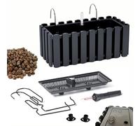 DIKEL Jardinera para Balcón con Caja de Barandilla - Maceta Decorativa de Plástico - DDEF400W + Arcilla Expandida 1l - 180x380x165mm - Antracita