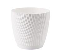 DIKEL Maceta Redonda de 18 cm de diámetro y 17 cm de Altura | Maceta de plástico Plato Integrado | Macetas de Estilo Minimalista Moderno para una decoración Elegante | Blanco