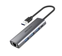 DIKEQINN USB A a 3 puertos USB-A 3.0, con puerto de alimentación USB C, adaptador Ethernet 10 100 1000 Gigabit convertidor de red para MacBook Pro/Air, iMac, Thinkpad, HP, Dell Pro 13 Premium, Surface