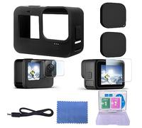 DIKER Funda de Silicona Protectora para Gopro Hero 12 11 10 9 Black, Kit Completo con Carcasa, Tapa de Lente y Protector de Pantalla, Accesorios Imperdibles para Go Pro Hero 12