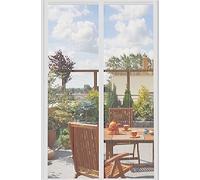 DIKER Mosquitera Cortina Puerta Magnetica Imantada Exterior Corredera, Antimosquitos con Imanes, Tela Mosquiteras de Ventanas para Puertas del Balcón, Magnético Automático(90x220cm,Blanco)