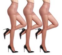 DIKER Pack 3 Medias Mujer 20 Denier, Pantys Mujer Transparentes con Puntas Reforzadas, Cintura Alta y Extra Elasticidad, Ajuste Cómodo Todo el Día