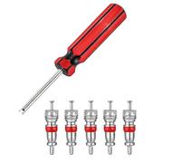 DikGifk 1 Extractor de válvulas + 5 Insertos de válvula,Herramienta De Extracción De Núcleo De Válvula De Neumático,Llave de válvula de Coche,para Reparación de Neumáticos para Bicicleta Coche Moto