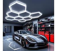 DIKHEE 280W 6500K Lámpara de techo para garaje LED hexagonal de panal de abeja deformable Dly Hexagon Garage para garaje, taller, almacén, sótano, gimnasio