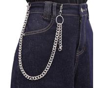 DIKJAK Cadenas de pantalones vaqueros para vestidos y trajes de fiesta, llavero de hip hop para hombres y mujeres, Blanco, 20.0 Inches