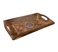 Diko.style® - Bandeja Vaciabolsillos Recibidor Madera Decorativa - Estilo Oriental con budas Decorativos, Elefante Suerte y más a Elegir Porta Chaves -25X15X4 cm (Árbol de la Vida)