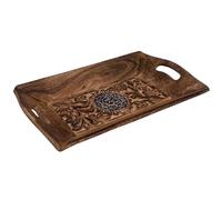 Diko.style® - Bandeja Vaciabolsillos Recibidor Madera Decorativa - Estilo Oriental con budas Decorativos, Elefante Suerte y más a Elegir Porta Chaves -25,5X15X4 cm (Om)