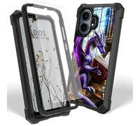 Dikoer Funda para TCL NxtPaper 70 Pro 5G con protector de pantalla, policarbonato duro de doble capa resistente y silicona a prueba de golpes para mujeres y hombres, libro dragón morado