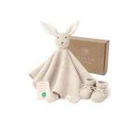 DIKOS doudou bebé Regalo recién Nacido Manta de apego Set Regalo de nacimientoconejito Primer Peluche Manta algodón orgánico Conejito de Suave Unisex niña niño Shower mantita de apego (Beige Natural)