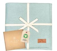 DIKOS Manta Bebé 100% algodón orgánico Gots | Mantita Bebé Necién Nacido | Manta de Punto para Niño y Niña | Accesorios para Bebes | Arrullo Bebe Recien Nacido Regalos Canastilla (Menta)