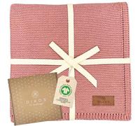 DIKOS Manta Bebé Rosa Frutas del Bosque 100% algodón orgánico Gots | Mantita Bebé Recién Nacido | Manta de Punto Bebe para Niño y Niña | Arrullo Bebe Recien Nacido | Regalos Bebe Canastilla