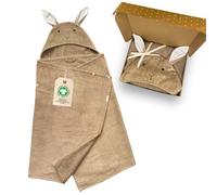 DIKOS Poncho de baño bebé y niños 70x140 cm Toalla con Capucha Conejito niña niño algodón orgánico Rizo Velour Suave Absorbente Regalo Nacimiento Baby Shower Canastilla Toalla Infantil tierna