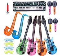 Dilabnda Juego de accesorios decorativos para fiesta de globos de estrella de rock, micrófonos inflables grandes, para guitarra, saxofón, globos musicales, accesorios para fotomatón (DI-UK-20