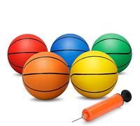 Dilabnda Mini aro de baloncesto de 7 pulgadas de goma para niños Toddlers Replacement Basketball Beach Ball Small Bouncy Balls 4 bolas y 1 bomba de pelota