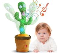 Dilara Cactus de peluche parlante para bailar, repetir palabras, tocar melodías, LED de colores, recargable por USB, idea de regalo para niños