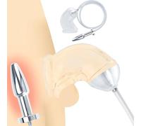Dilatador 2 en 1 Uretra Funda de silicona para pene con tapón anal hueco de acero inoxidable Dilatador anal Orinal Piss Enema Ducha anal Juguete sexual extremadamente erótico para hombres Parejas
