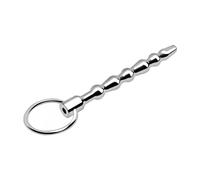 Dilatador hueco de acero inoxidable Uretra con anillo para glande Enchufe para pene Catéter Sondeo Masaje de próstata Masturbación Estimulador de enchufe uretral Cetro Príncipe Juguete sexual(C)