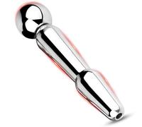 Dilatador uretral hueco BDSMAGE de acero inoxidable, dilatadores uretrales con 2 tapones extraíbles, tapones para el pene, juguete sexual, catéter uretral, juguete sexual erótico para hombres. (S)