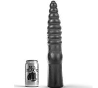 Dildo anal gigante estriado All Black de color negro 33 cm, Ancho 70 mm, Longitud 360 mm, Profundidad 70 mm, Poids 1.020 Kg, Colores Negro