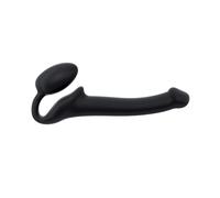 Dildo clásico sin vibración - doble estimulación para parejas - silicona de calidad con forma ergonómica - sin correas - uso sin manos y memoria de forma adaptable - Strap-On-Me (Negro, S)
