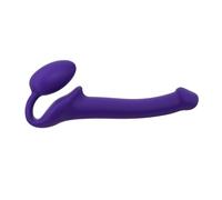 Dildo clásico sin vibración - doble estimulación para parejas - silicona de calidad con forma ergonómica - sin correas - uso sin manos y memoria de forma adaptable - Strap-On-Me (Morado, S)