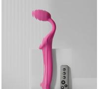 Dildo con 3 motores de vibración independientes - control remoto inalámbrico - silicona flexible - recargable e impermeable - experiencia en pareja - Strap-On-Me (Negro, vainilla, morado, L)