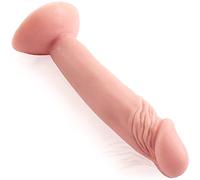 Dildoplug Consolador suave exterior e interior con fuerte ventosa Real Dong Pene réplica de pene, estimular los juegos eróticos (carne) Base de succión Deldo But Mujer Buttpluck Toy Anal Consolador D32