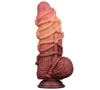 Dildos clásicos marca LoveToy 9.5'' Dual layered Platinum Silicone Cock with Rope