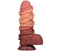 Dildos clásicos marca LoveToy Dildo 9.5 Dual layered Platinum Silicone with Rope