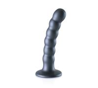 Dildos clásicos marca OUCH! Dildo vaginale con ventosa a sfere Beaded G-Spot Dildo 5'' / 13 cm Gun Metal