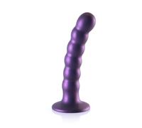 Dildos clásicos marca OUCH! Dildo vaginale con ventosa a sfere Beaded G-Spot Dildo 5'' / 13 cm Metallic Purple