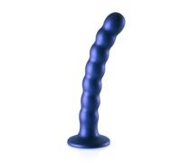 Dildos clásicos marca OUCH! Dildo vaginale con ventosa a sfere Beaded G-Spot Dildo 6,5'' / 16,5 cm Metallic Blue