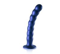 Dildos clásicos marca OUCH! Dildo vaginale con ventosa a sfere Beaded G-Spot Dildo 8'' / 20,5 cm Metallic Blue