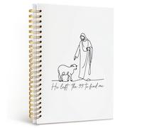 Dilemat Jesus and Lamb Christian Notebook Journal,Christian Gifts for Women Men,He Left the 99 to Find Me Bible Journal for Women, Neutral Minimalist Religious Hardcover Spiral Notebook 5.5x8.3 Inch