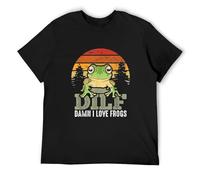 DILF Damn I Love Frogs Funny Retro Cute Frog Humor Saying Unisex 100% Cotton Short-Sleeve T-Shirts Black L