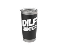 Dilf Hunter Madre soltera Divertido Día de la Madre Solteros Humor Mamás Vaso térmico de acero inoxidable de doble pared