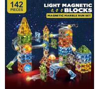 Dilhvy 142 PCS Bloques de Construcción Magnéticos Juguetes para niños Incluyen Circuito Pistas, Magnetic Tiles y Luces, Creatividad Educativos 3D Regalos para niños y niñas a la Edad de 3 años +