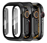 Dilhvy 2 Pack Funda y Protector Apple Watch Series 9 8 7 45mm con Cristal Templado HD Protección Completa Antiarañazos con Case Dura de PC. Diseño Creativo Carcasa iWatch para Hombres y Mujeres
