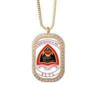 Dili - Collar con colgante de emblema nacional de Timor Oriental con diamantes de cristal dorado
