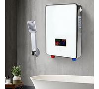 DiLiBee Calentador de agua eléctrico digital de 6500 W, para cocina, baño, ducha, set de agua caliente sin tanque, 220 V, Blanco